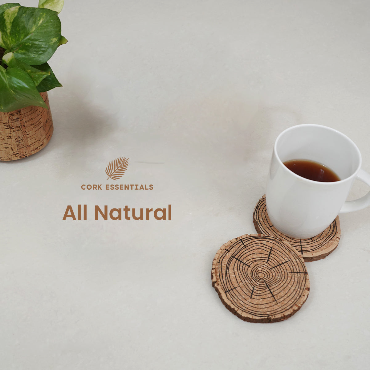 Cork Essentials all natural tree ring cork coasters