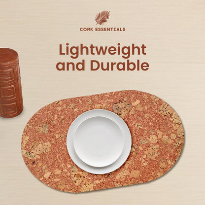 Red asiago oval placemat set by Cork Essentials