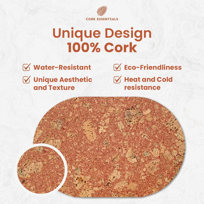 Unique design red asiago oval placemat by Cork Essentials