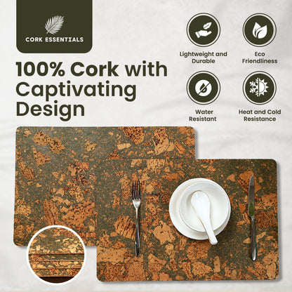 Eco-friendly olive textured cork placemat by Cork Essentials