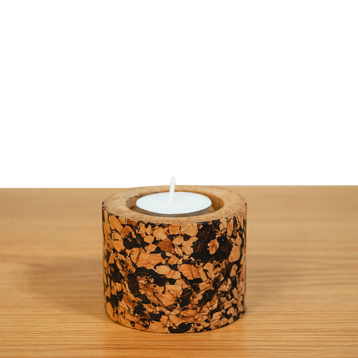 Cork Essentials cylindrical cork tea light holder