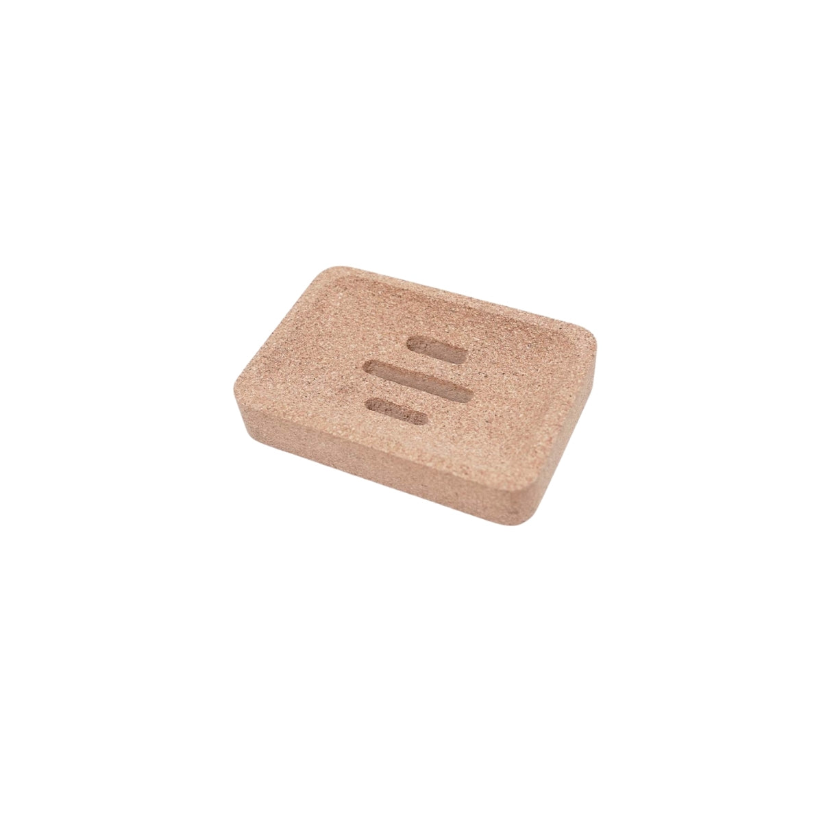Cork Essentials rectangular cork soap dish on white