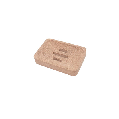 Cork Essentials rectangular cork soap dish on white