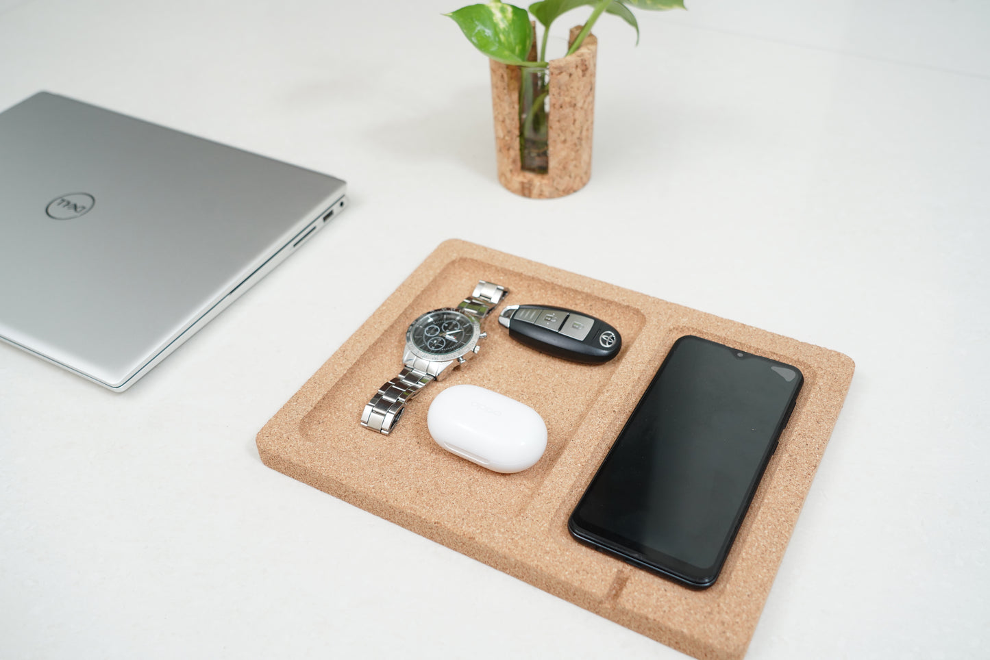 Cork Essentials flat desk organizer setup on a desk