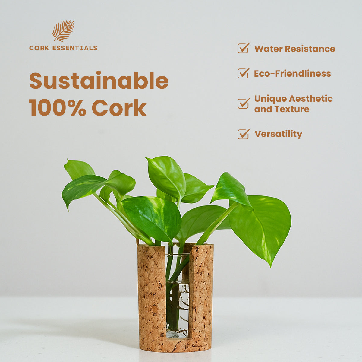 Cork Essentials sustainable test tube planter