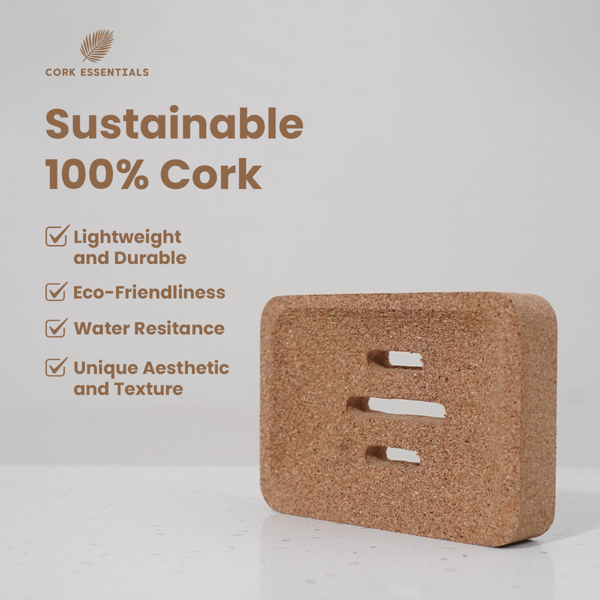 Cork Essentials sustainable 100% cork soap dish
