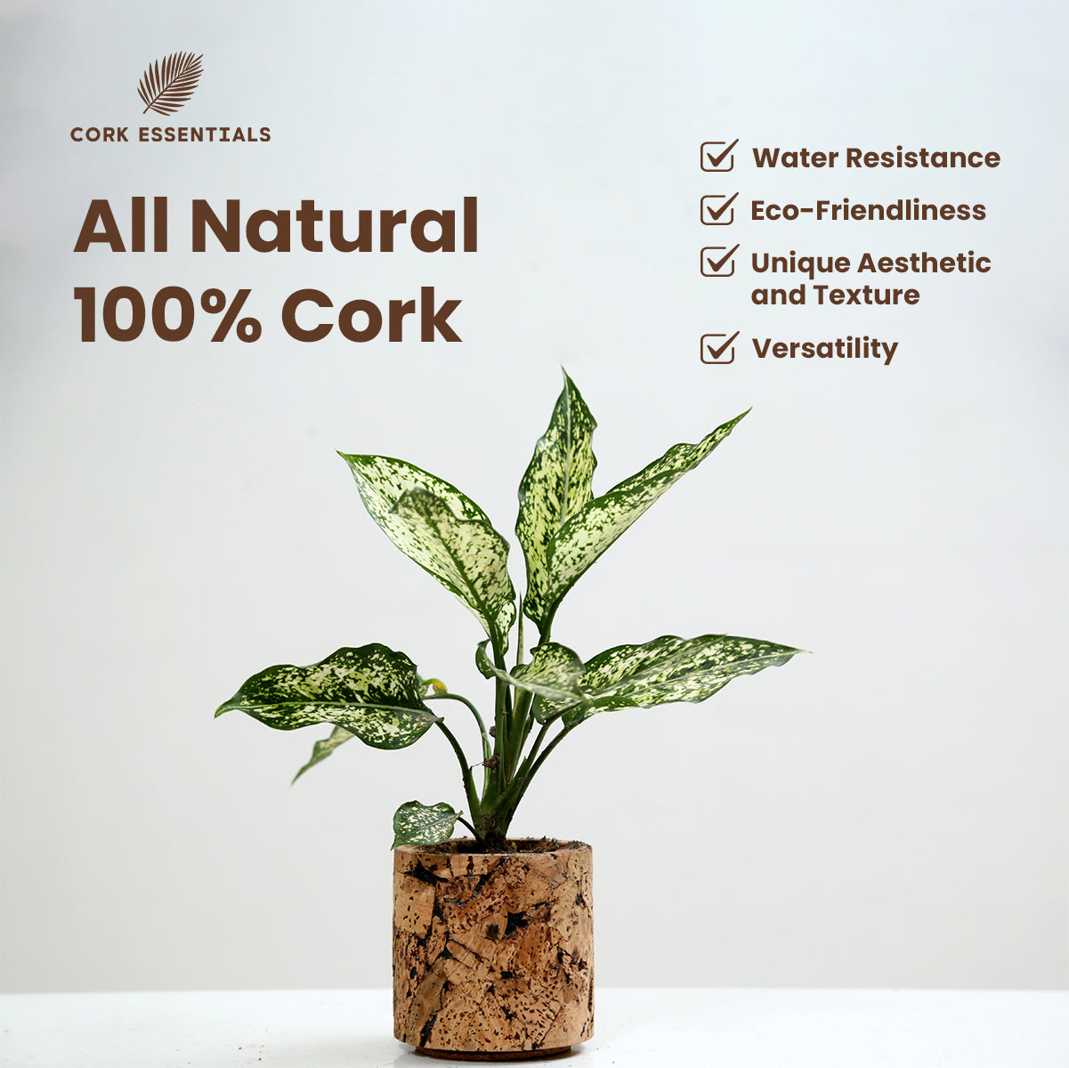 Cork Essentials all natural 100% round cork planter