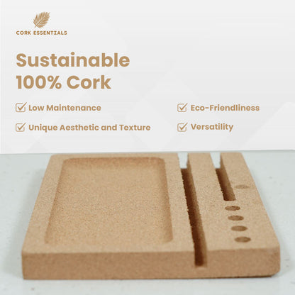 Cork Essentials sustainable 100% cork iPad desk organizer