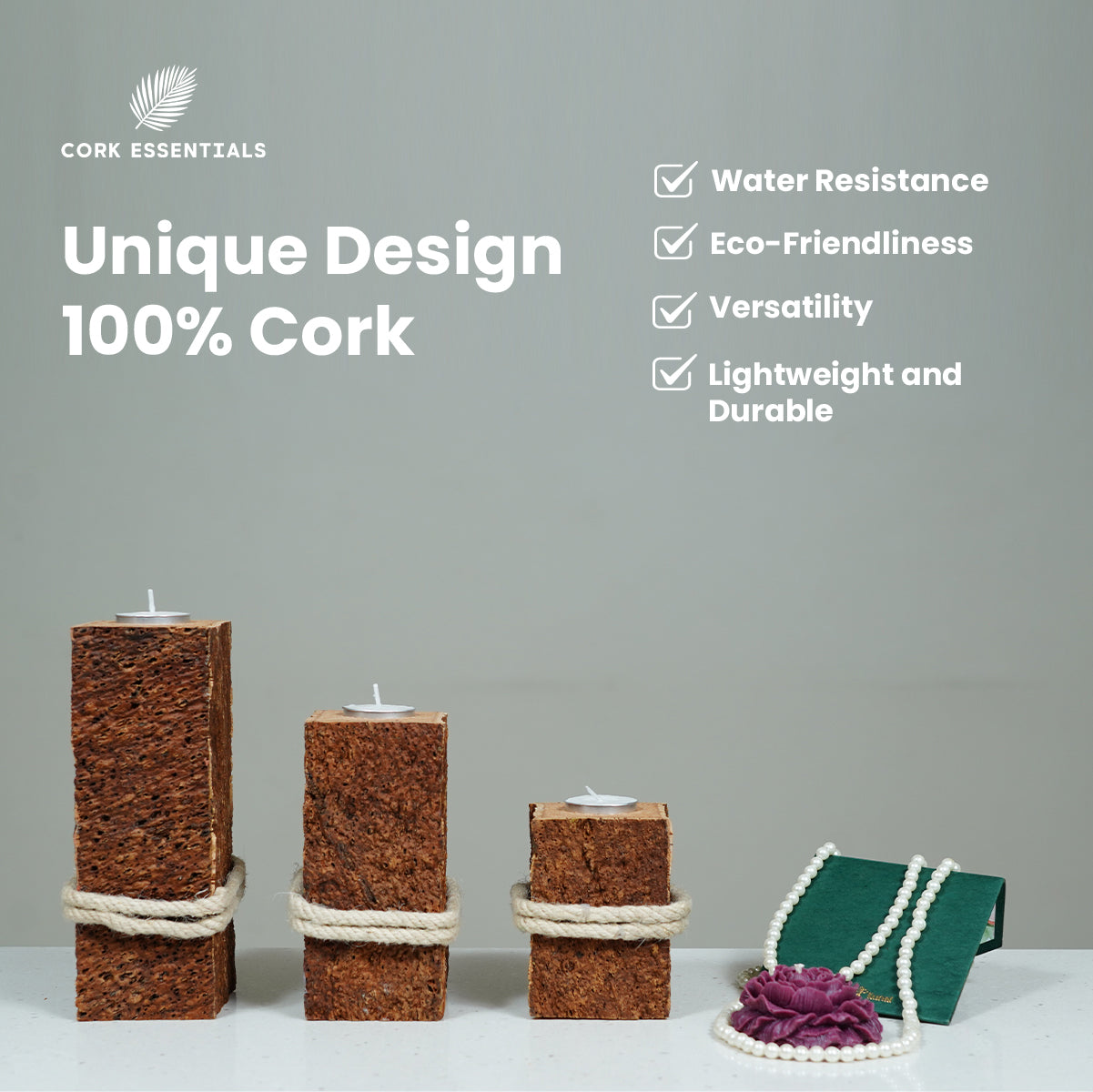 Cork Essentials unique belly candle holders set of 3