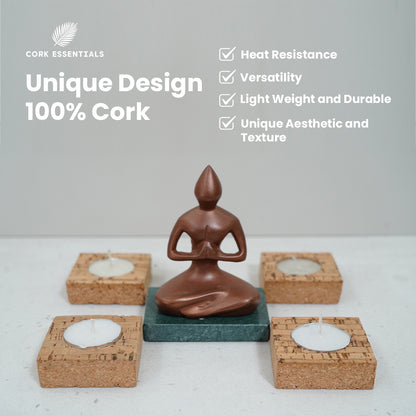 Cork Essentials eco square candle holder set