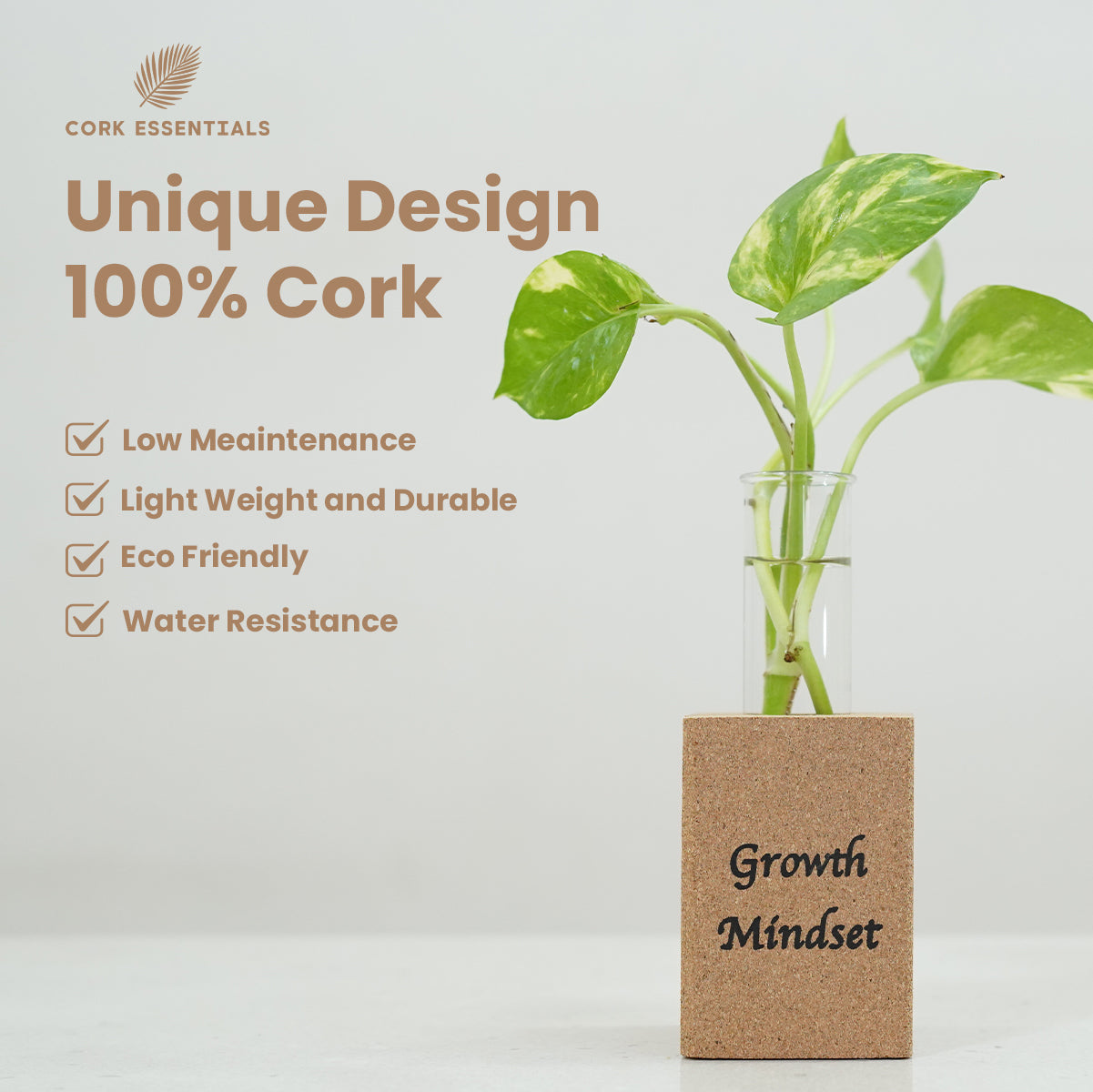 Cork Essentials unique growth mindset cork planter