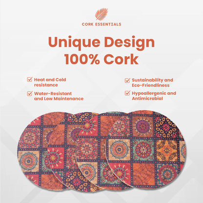 Cork Essentials unique design printed cork coaster
