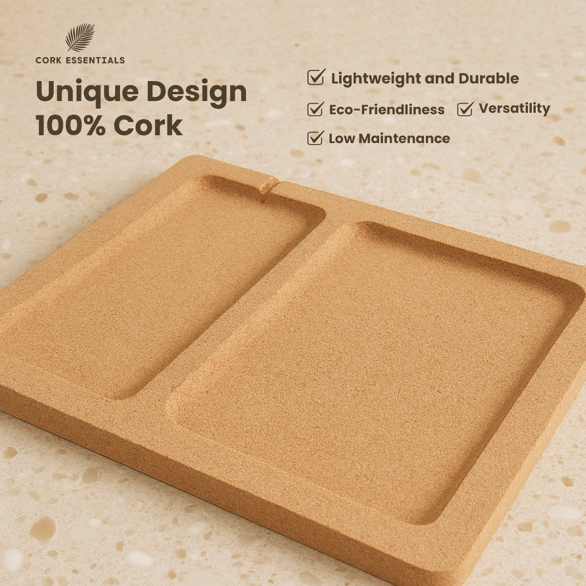 Cork Essentials 100% natural flat desk organizer