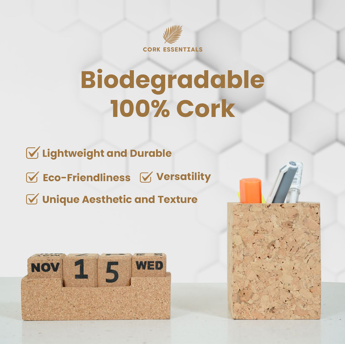 Cork Essentials sustainable small desk calendar