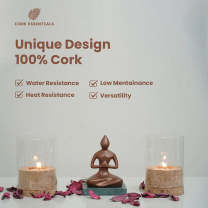 Cork Essentials glass tealight candle holder set