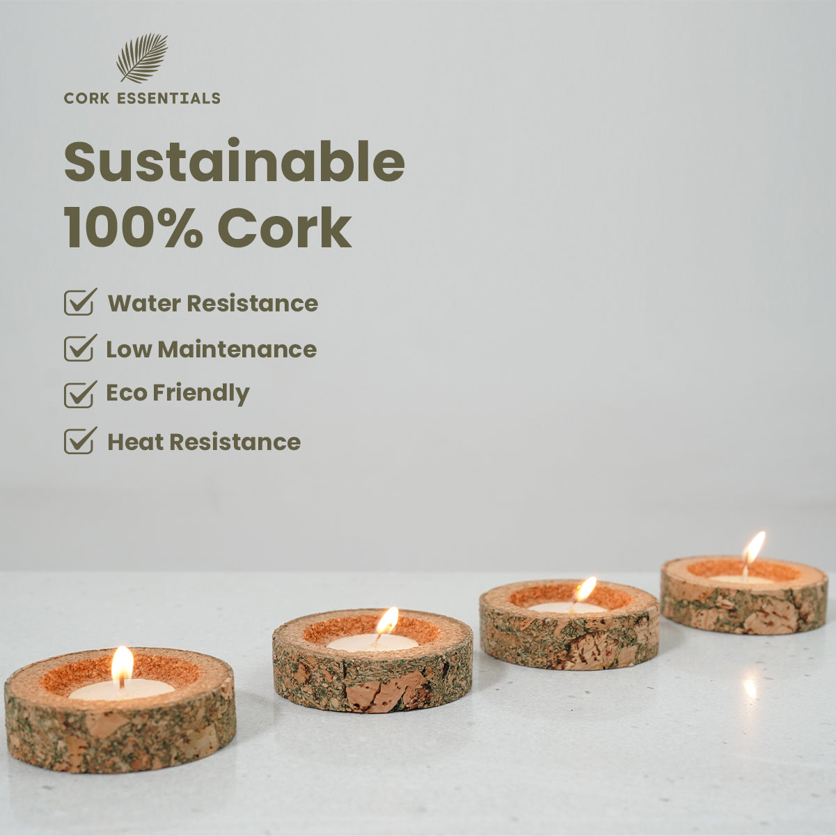 Sustainable cork candle holders set by Cork Essentials