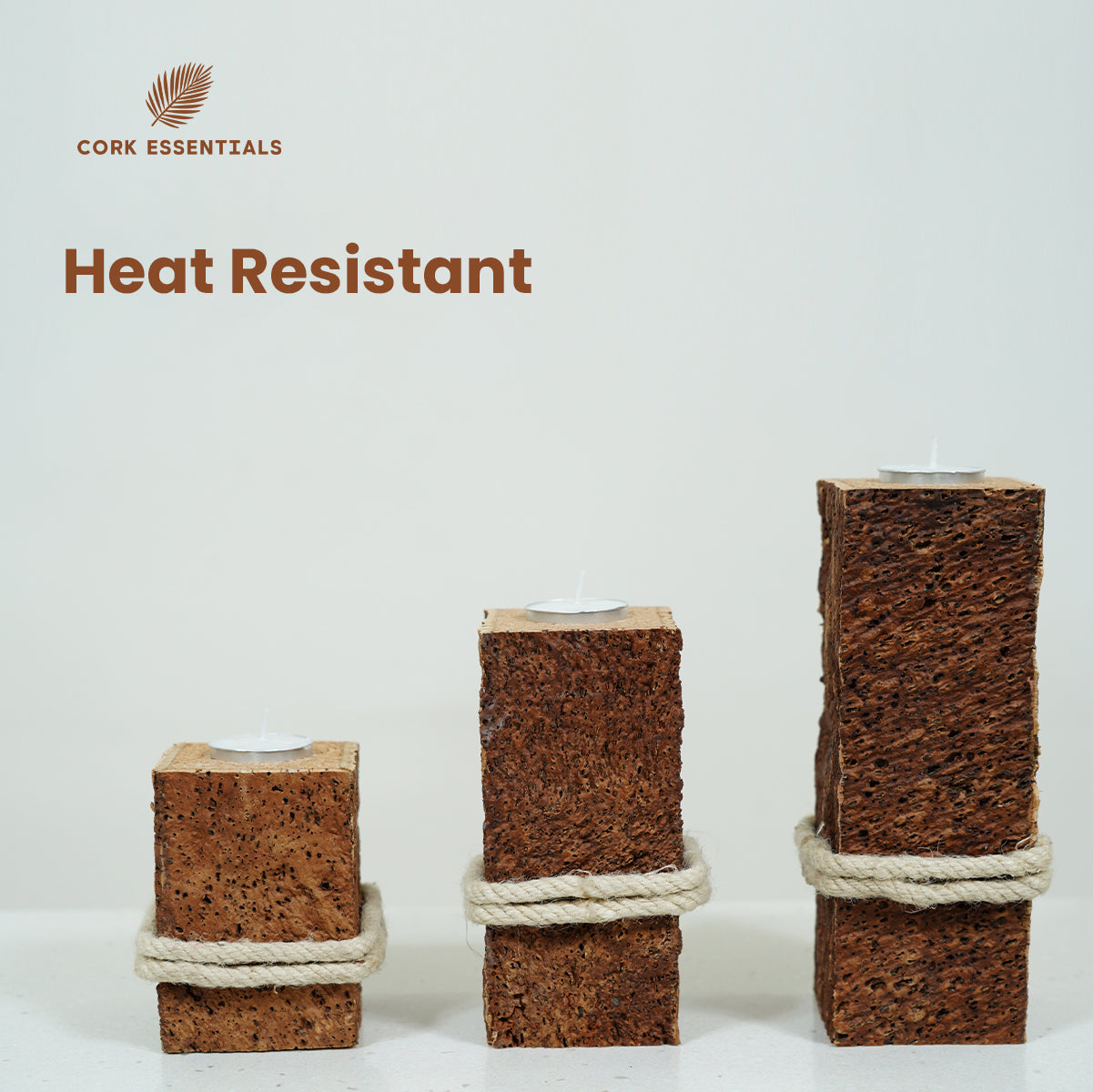 Cork Essentials heat resistant belly tea light holders
