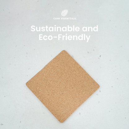 Sustainable eco-friendly square cork coaster set