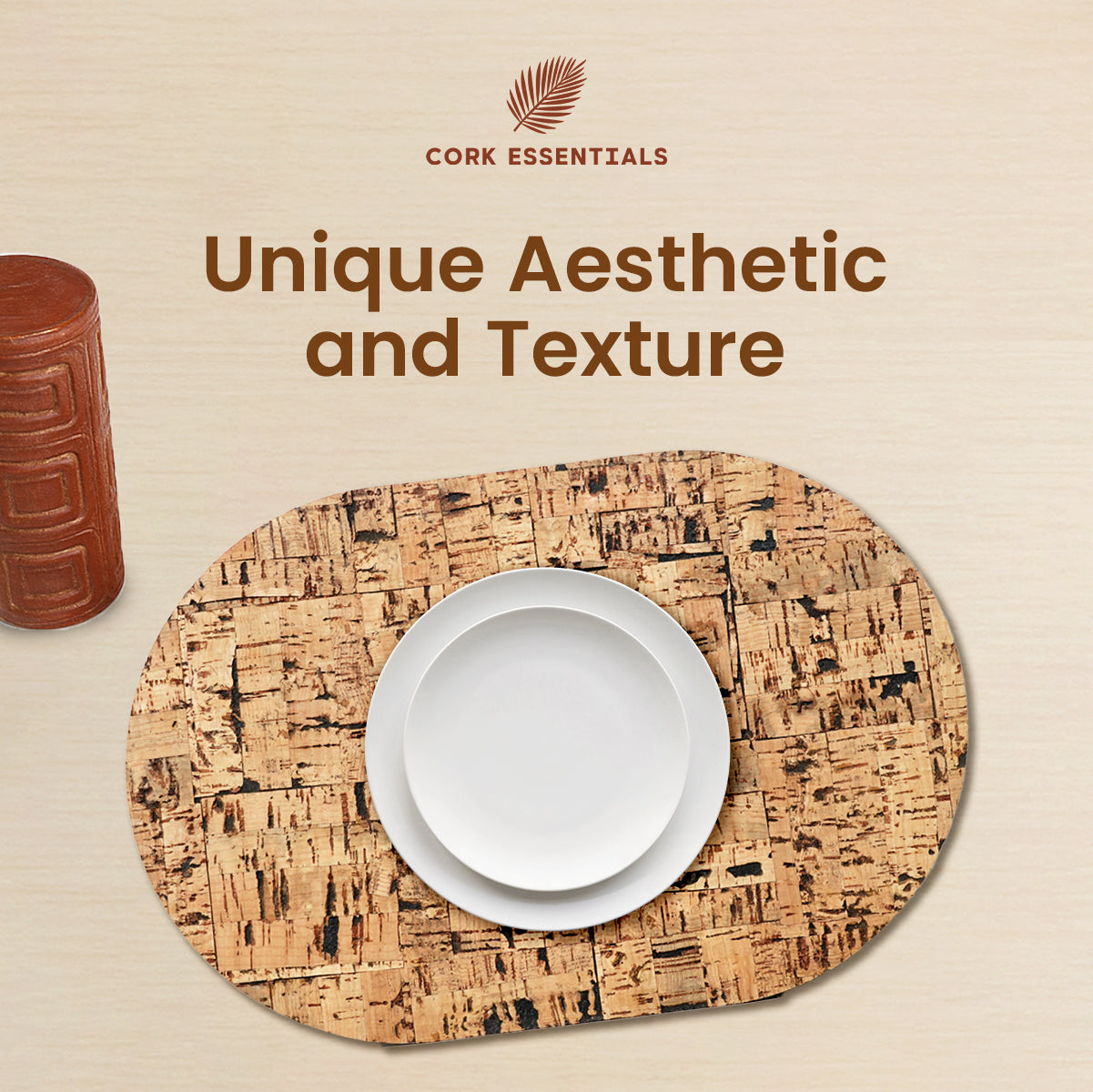 Unique aesthetic texture wood oval cork placemat