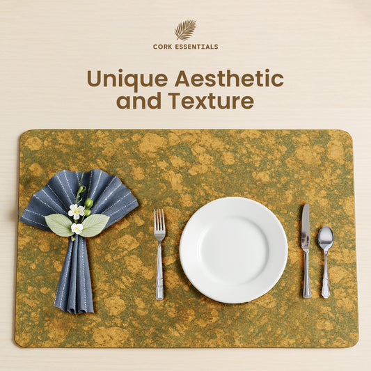 Unique aesthetic olive textured cork placemat by Cork Essentials