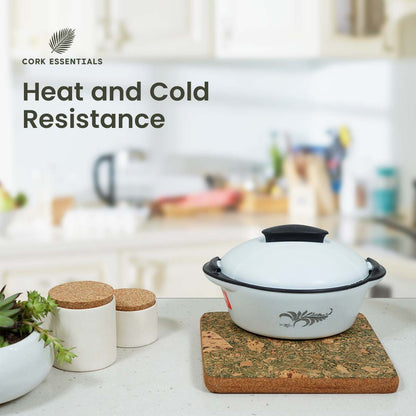 Heat and cold resistant square cork trivet