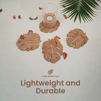 Cork Essentials durable leaf cork coasters