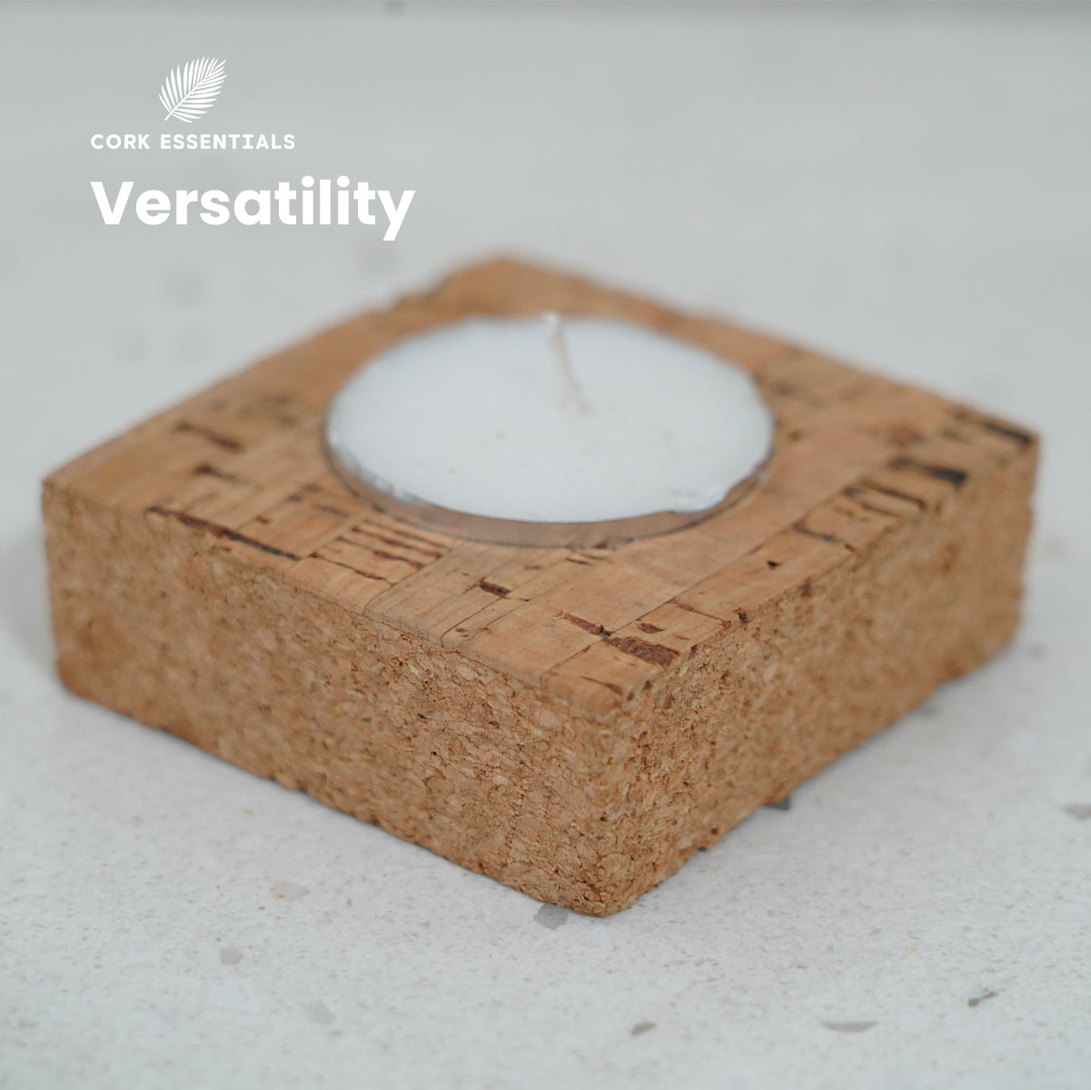 Cork Essentials versatile square cork candle holder