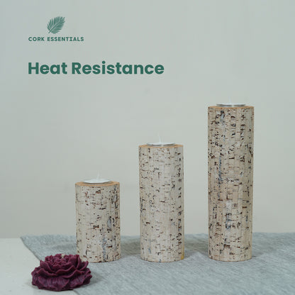 Cork Essentials heat resistant white Linea candle holders