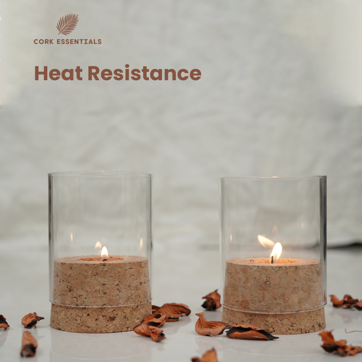 Cork Essentials heat resistant glass tealight holder