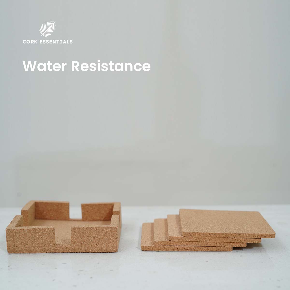 Water resistant square cork coasters by Cork Essentials