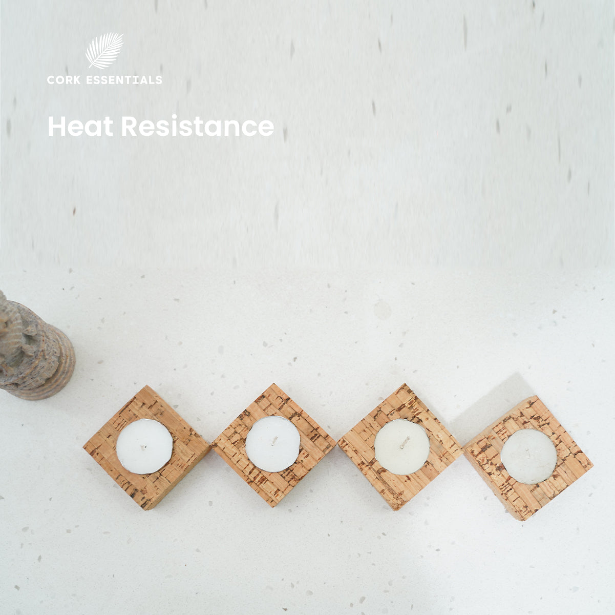 Cork Essentials heat resistant square candle holder