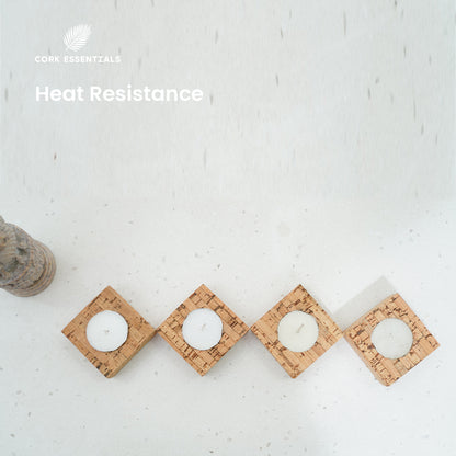 Cork Essentials heat resistant square candle holder