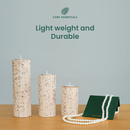 Cork Essentials durable white Linea candle holders