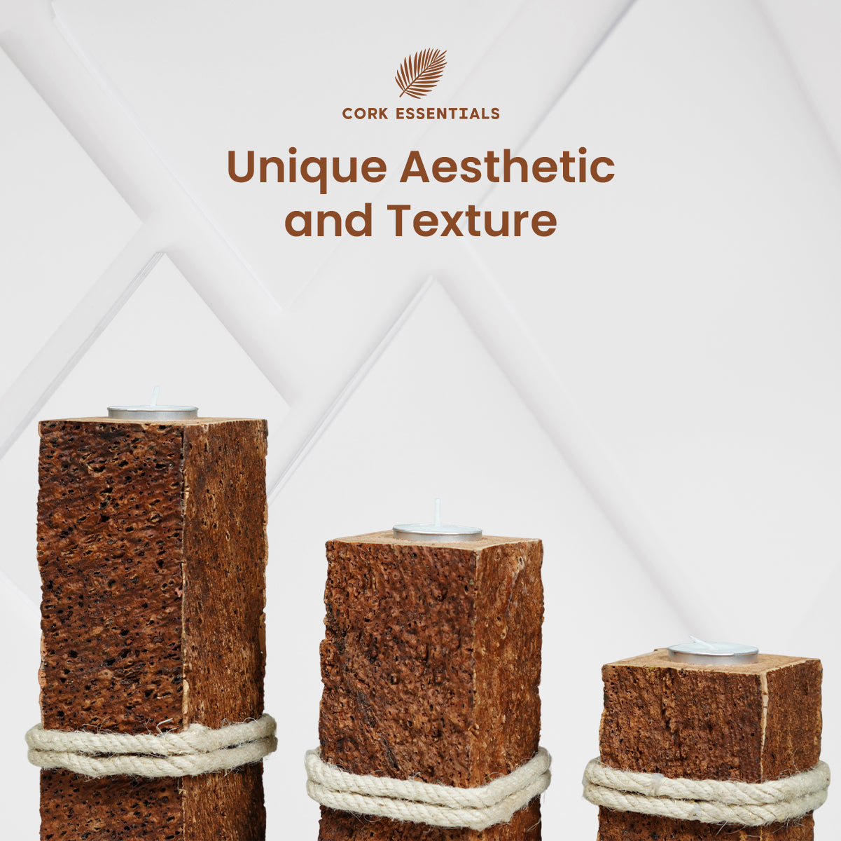 Cork Essentials textured belly tea light holders