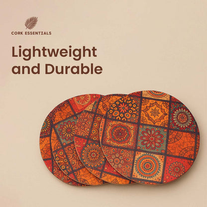 Cork Essentials lightweight and durable printed coaster