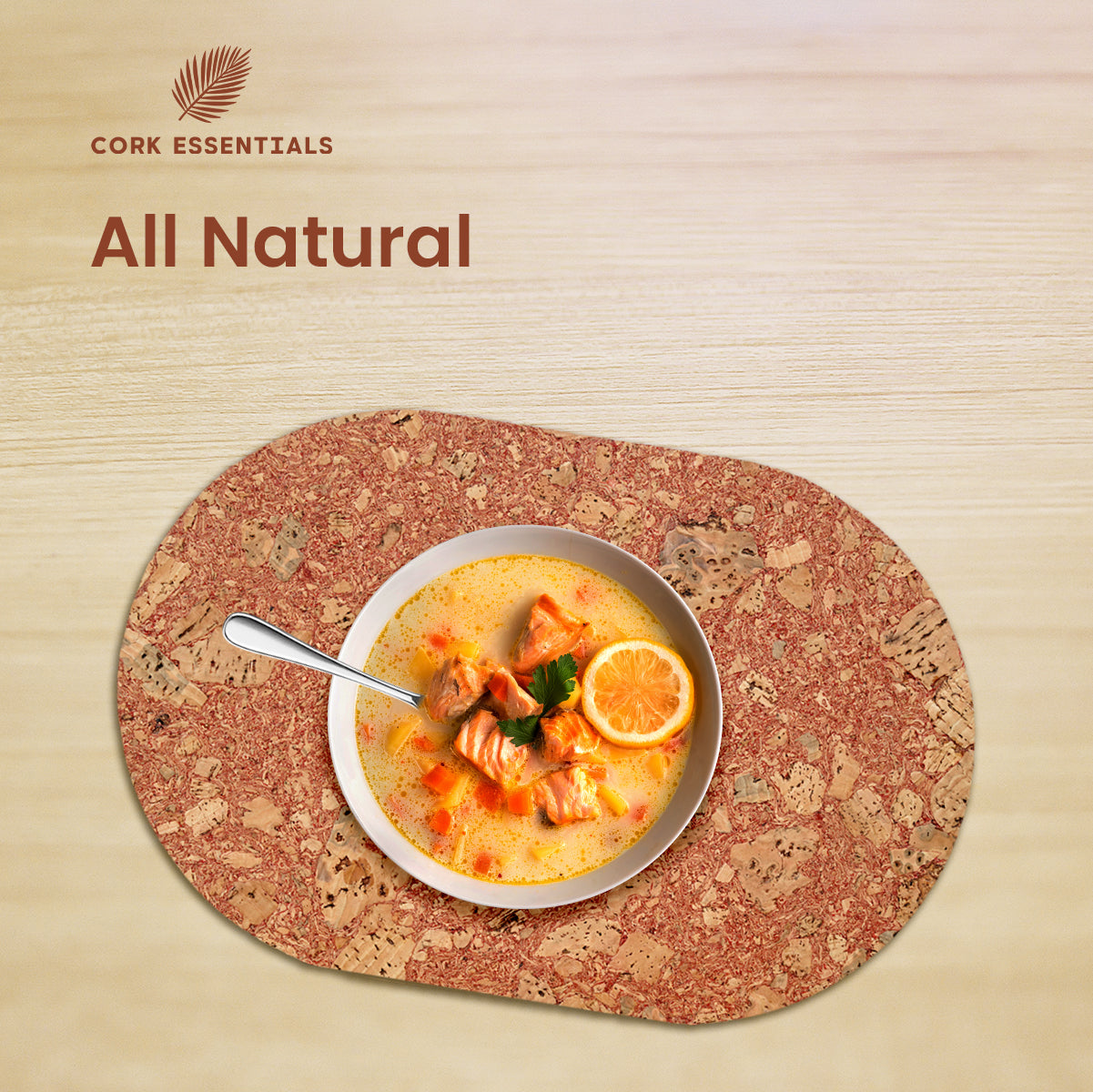 All natural red asiago oval placemat by Cork Essentials