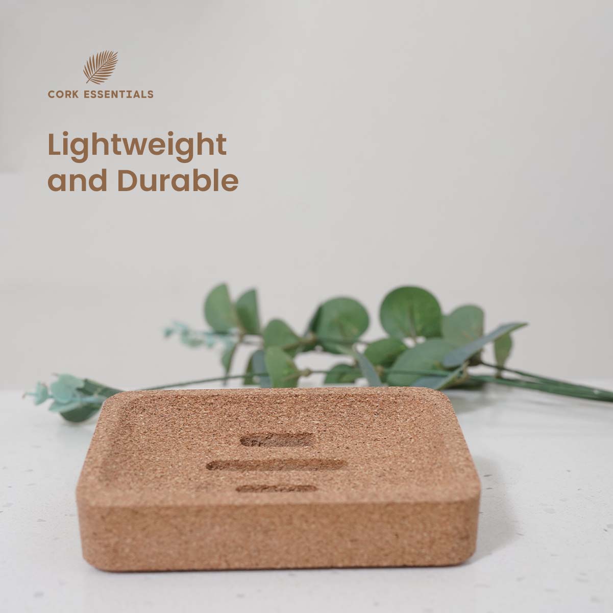 Cork Essentials lightweight durable cork soap dish
