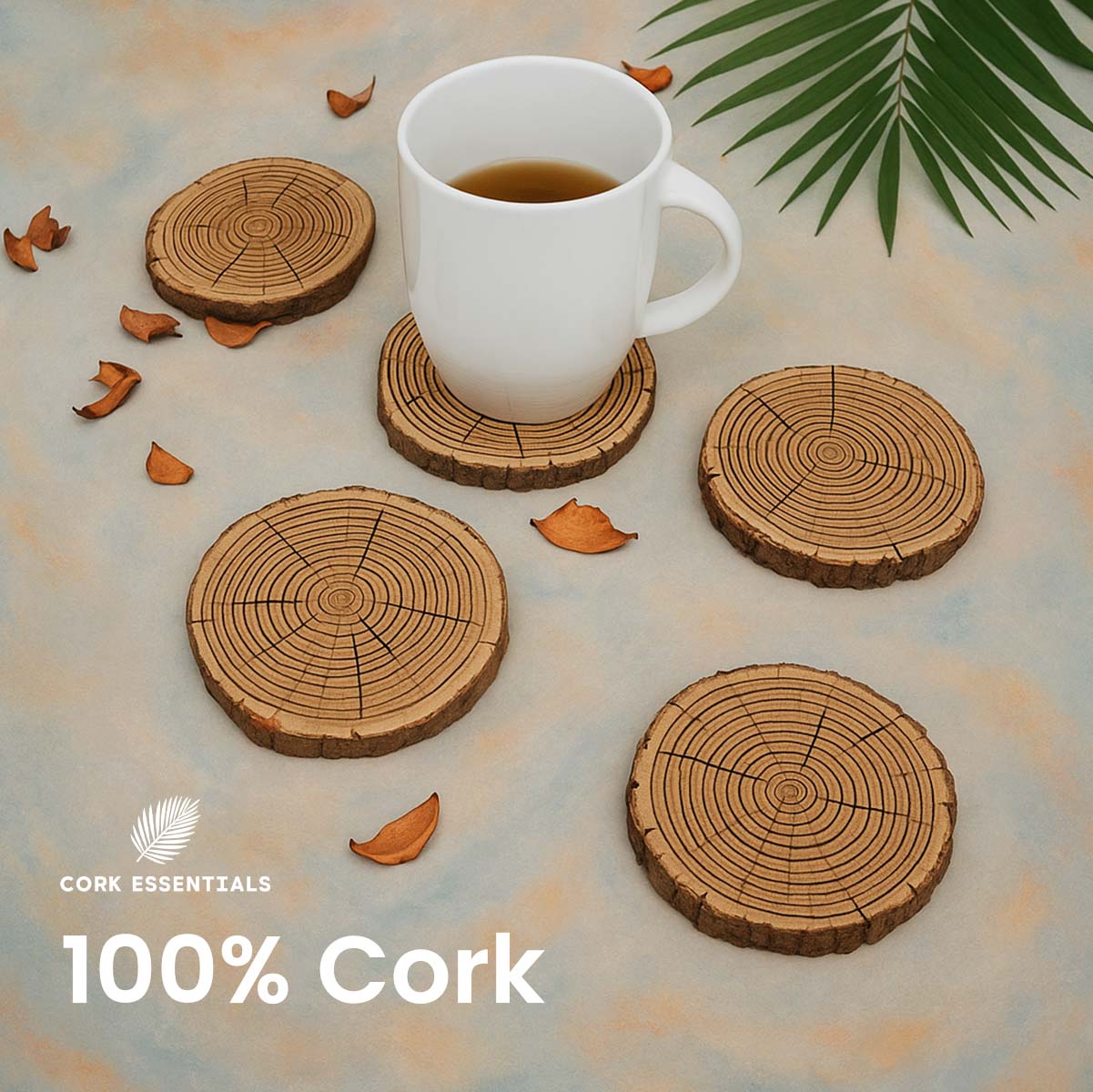 Cork Essentials 100% cork tree ring coasters