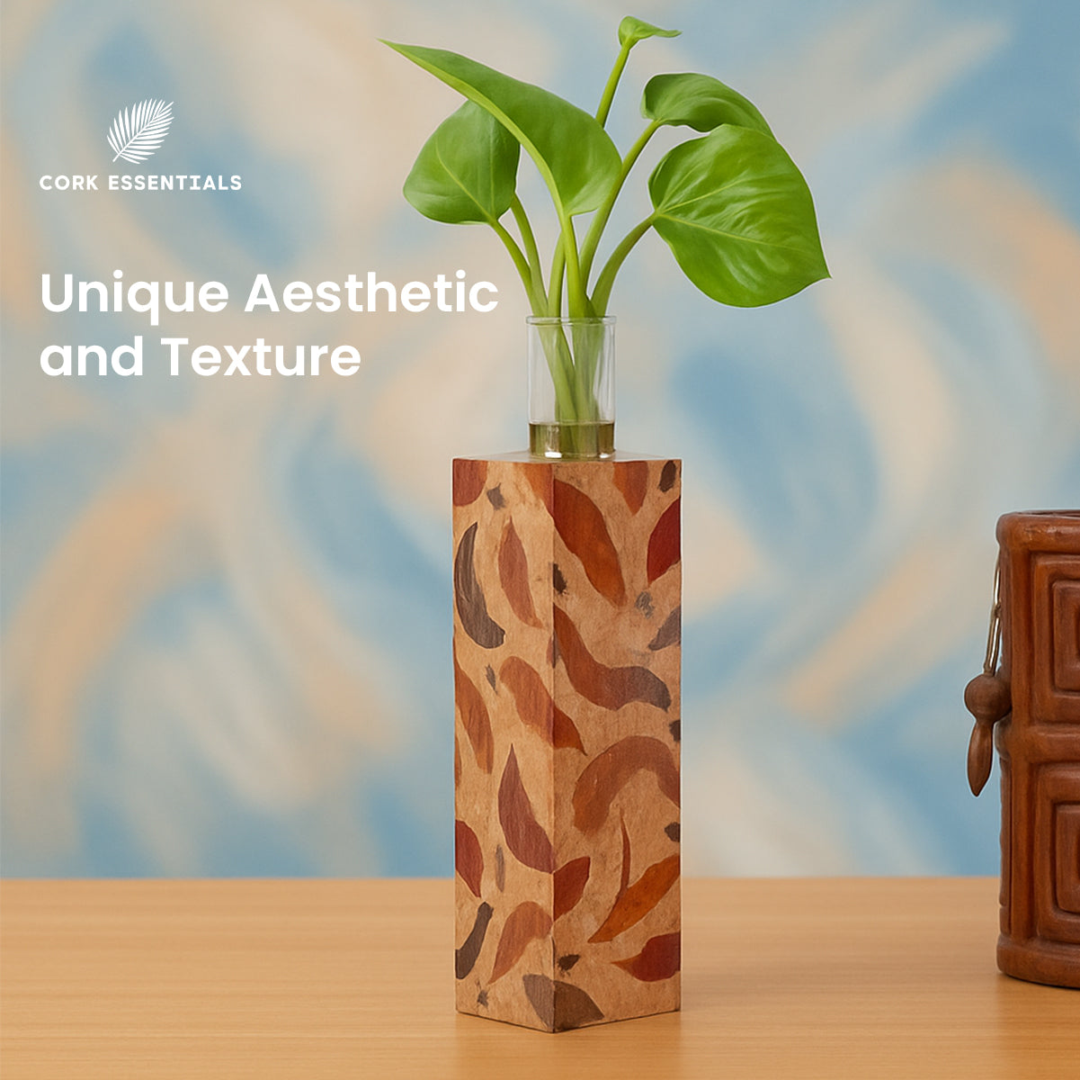 Cork Essentials textured feather test tube planter