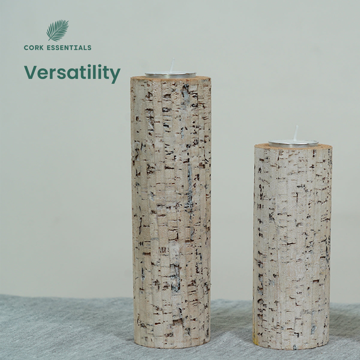 Cork Essentials versatile white Linea candle holders