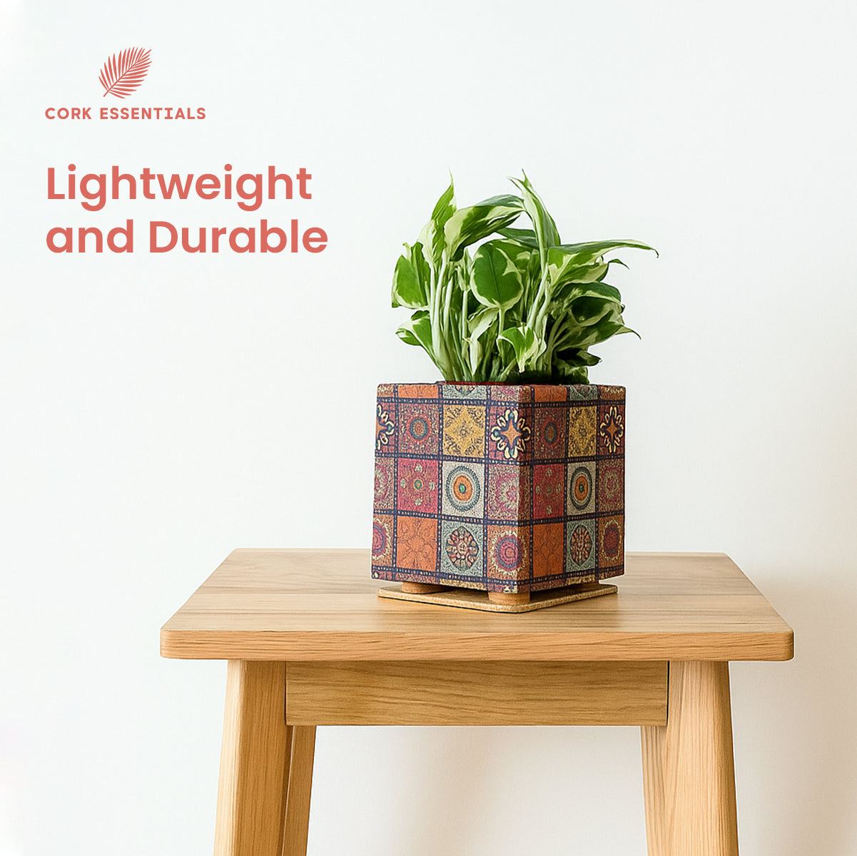 Durable mandala cork planter by Cork Essentials