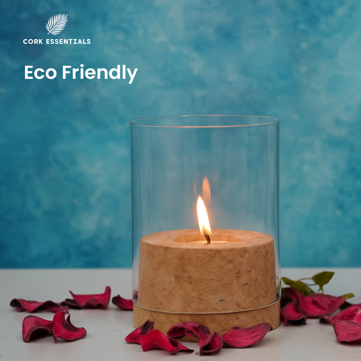 Cork Essentials eco friendly glass tealight holder