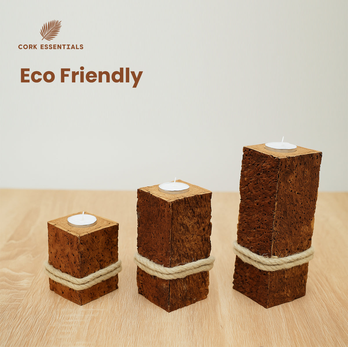 Cork Essentials eco friendly belly tea light holders
