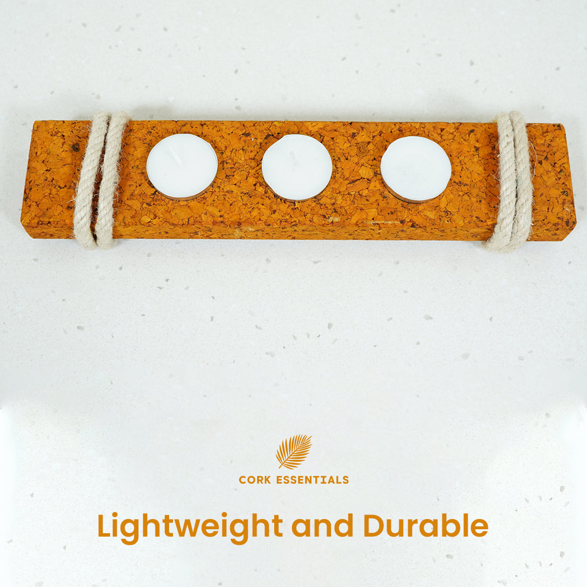 Lightweight and durable cork tea light holder