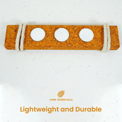 Lightweight and durable cork tea light holder