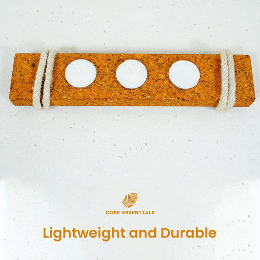 Lightweight and durable cork tea light holder