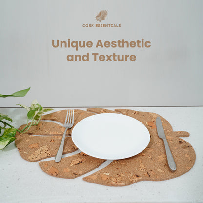 Cork Essentials textured leaf placemat setup