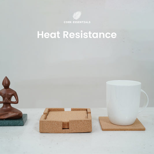 Heat resistant square cork coasters by Cork Essentials