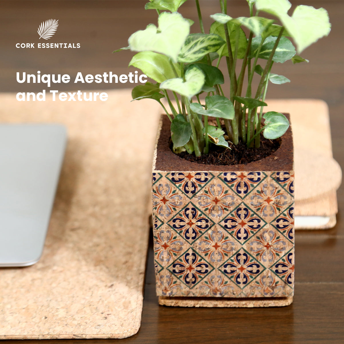 Cork Essentials unique texture cork diamond planter