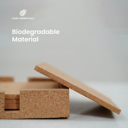 Biodegradable material square cork coaster set